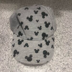 Disney Mickey Hat: Kids Grey Baseball Cap with Black Mickey Character Print